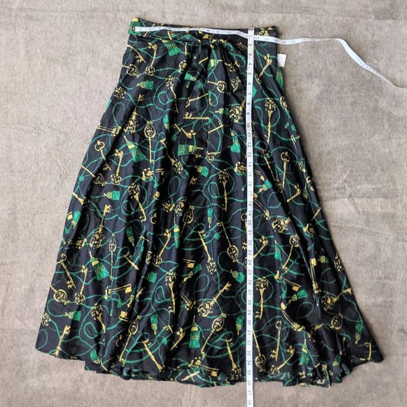 Flint & Moss Petite Black and Green Maxi Skirt with Key Print Women's Size PM - Picture 3 of 6
